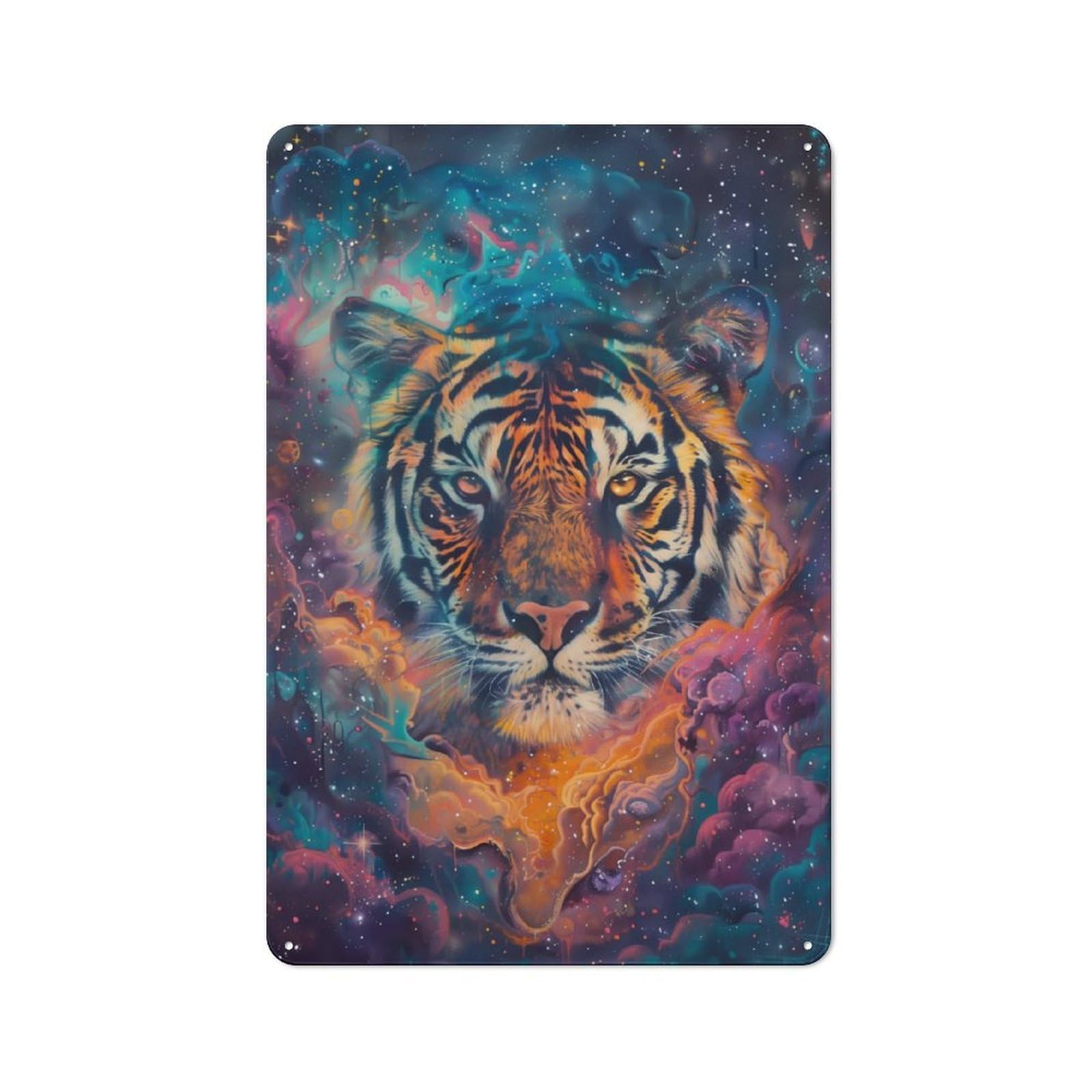Junmoney Cosmic Tiger Gaze Retro Tin Sign 30X20cm Featuring For Bar Or Restaurant, For Metal Sign Collectors, For Garage And Workshop Walls