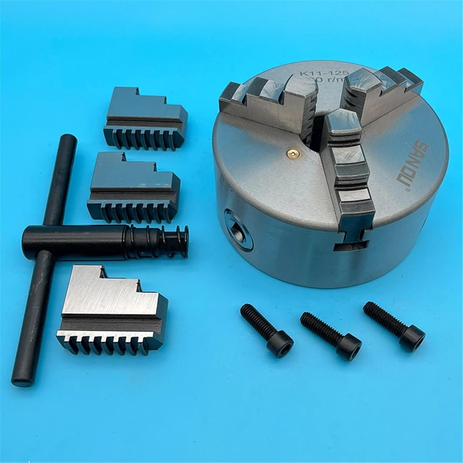 Lathe Chuck 125MM Big Bore 38MM 3 Jaw Self-Centering Chuck Manual Scroll Chuck Manual Type