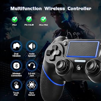 Lyyes PS4 Controller 2 Pack, Wireless PS4 Controllers with Non-Slip Grip Motion Sensing Compatible for PS4 Console