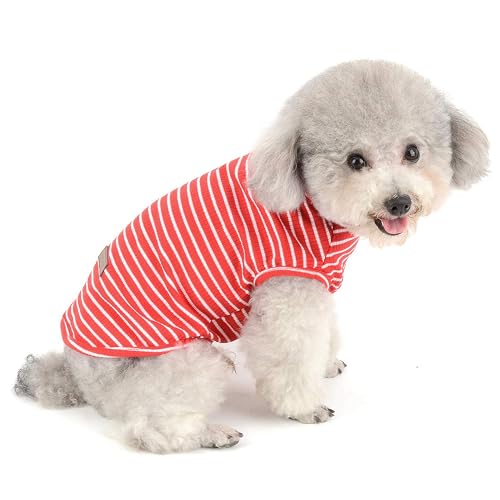 SELMAI Camisetas para Perros Pequeña Camiseta para Gatos Moda Rayas Suave Algodón Manga Corta Camiseta…