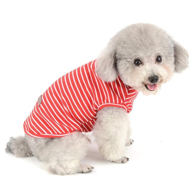 SELMAI Camisetas para Perros Pequeña Camiseta para Gatos Moda Rayas Suave Algodón Manga Corta Camiseta…