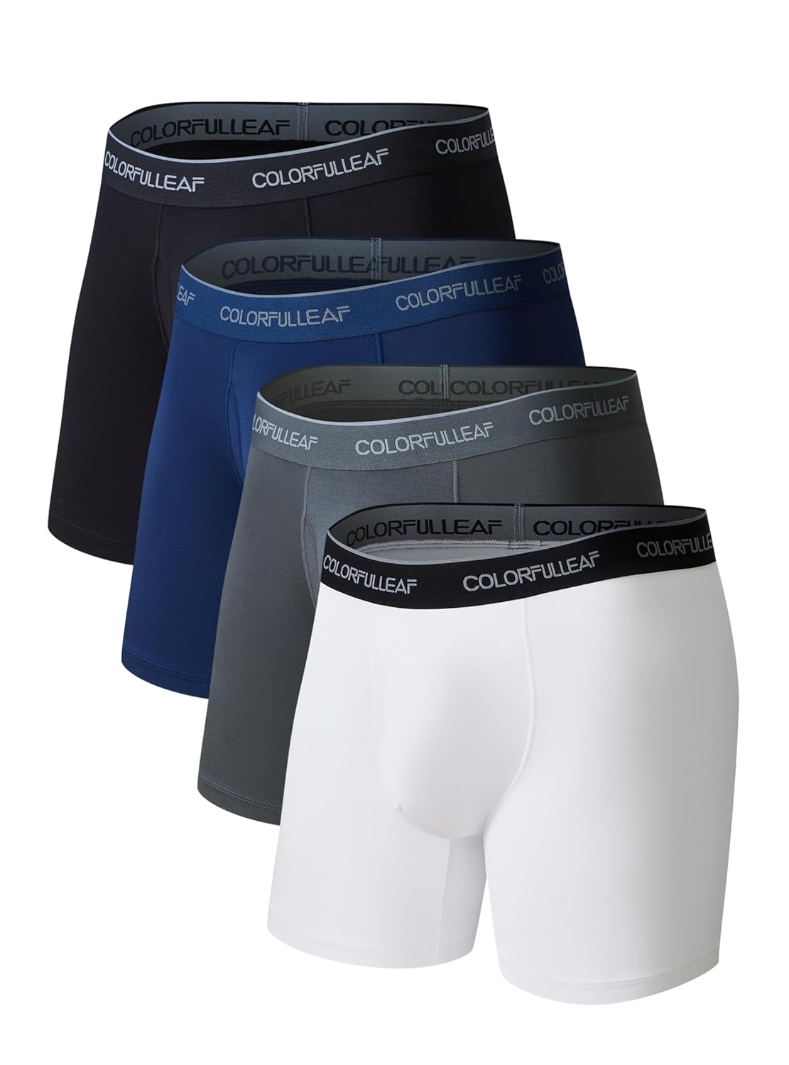 COLORFULLEAF Mens Underwear Boxer Briefs Rayon Made From Bamboo Underwear for Men Suport Pouch With Open Fly