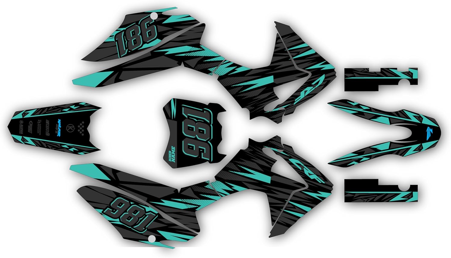 Graphics kit for Honda CRF125f (2013-2018) Twitch Series Red 9 Mil-Dirt bike Custom Racing Graphics Decals Stickers Kit, no-plastics