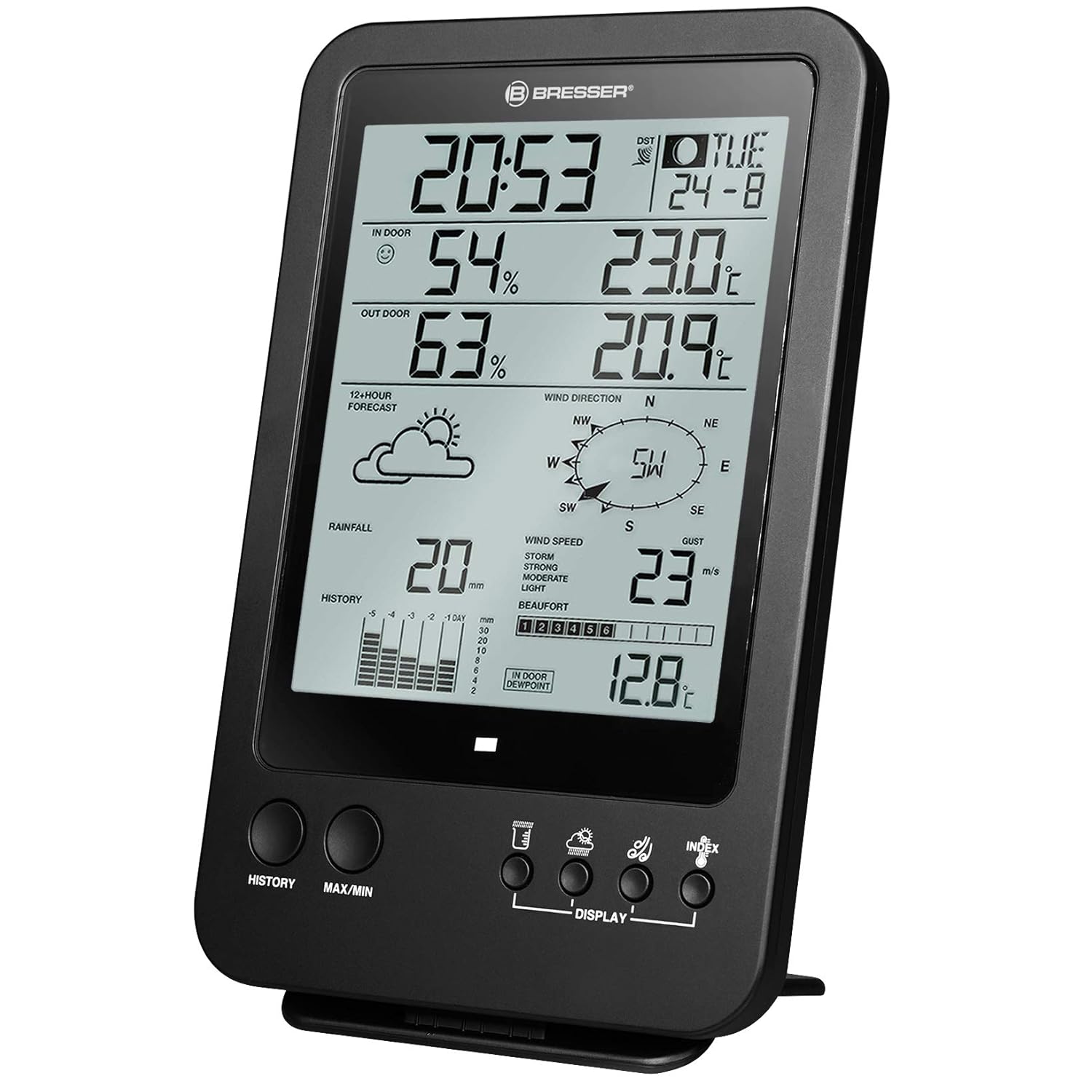 Bresser Station De Base Supplémentaire Pour 7003210 6 Jours 4CAST Météo écran Couleur Avec Indicateur De Température Ambiante Et Réveil Intégré Avec Fonction D'alerte De Glace