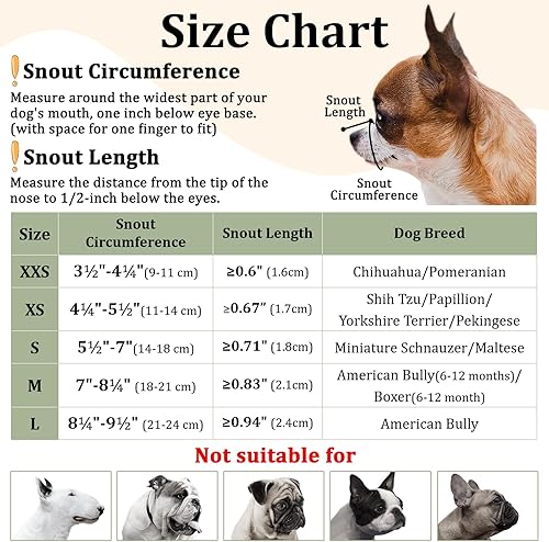 Miniatura 4 de Mayerzon Bozal corto para perro, bozal pequeño para Chihuahua Shih Tzu American Bully Boxer Puppy, bozales de tela suave para visitas al