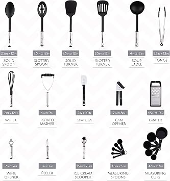 Kitchen Utensils Set, Cooking Utensil Set Kitchen Gadgets, Pots and Pans set Nonstick and Heat Resistant, 24 Pcs Nylon and Stainless Steel, Spatula Set, Apartment Essentials Kitchen Cookware Sets
