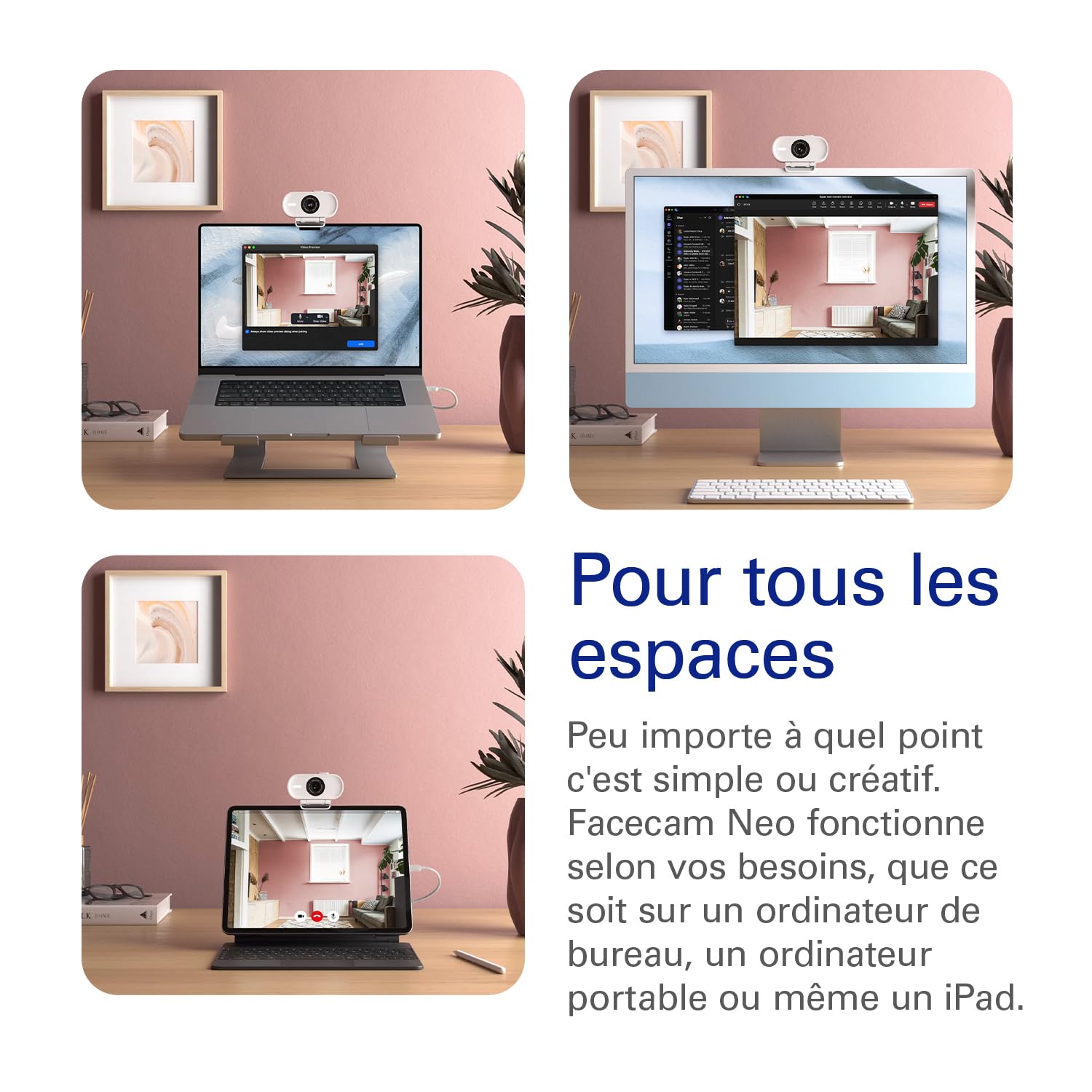 Elgato Facecam Neo Webcam Full HD avec bouchon de confidentialité et correction de lumière USB-C Plug-and-play PC/Mac