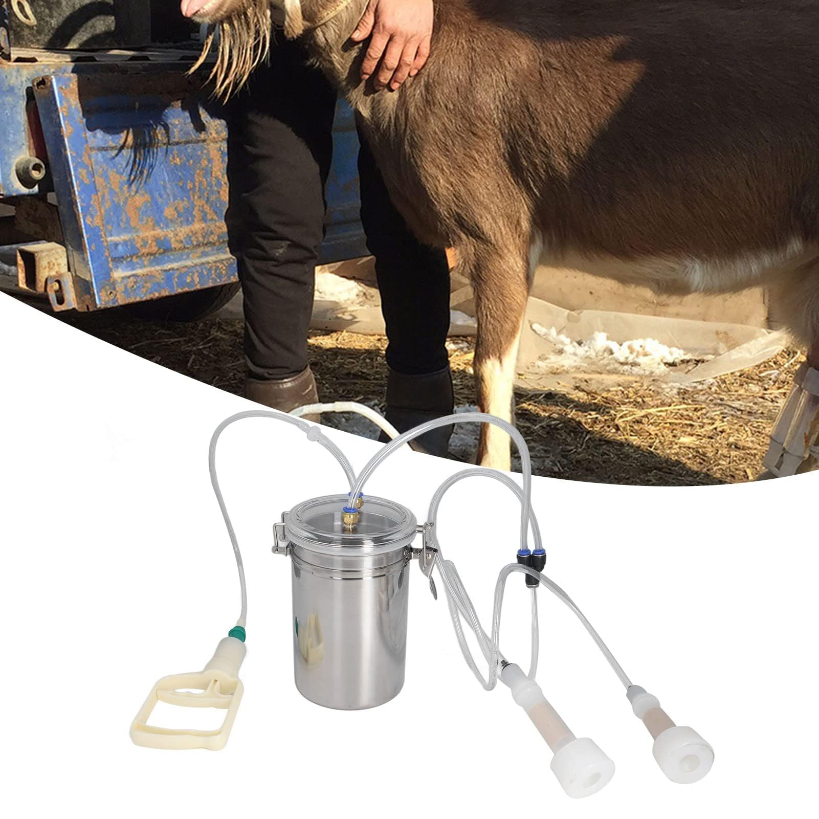 Cocoarm Machine à Traire Manuelle, Machine à Traire sans Effort de 2000 Ml, Machine à Traire de Vache à économie D'effort, Ensemble de Traite Portable pour Ferme de Plantes Laitières