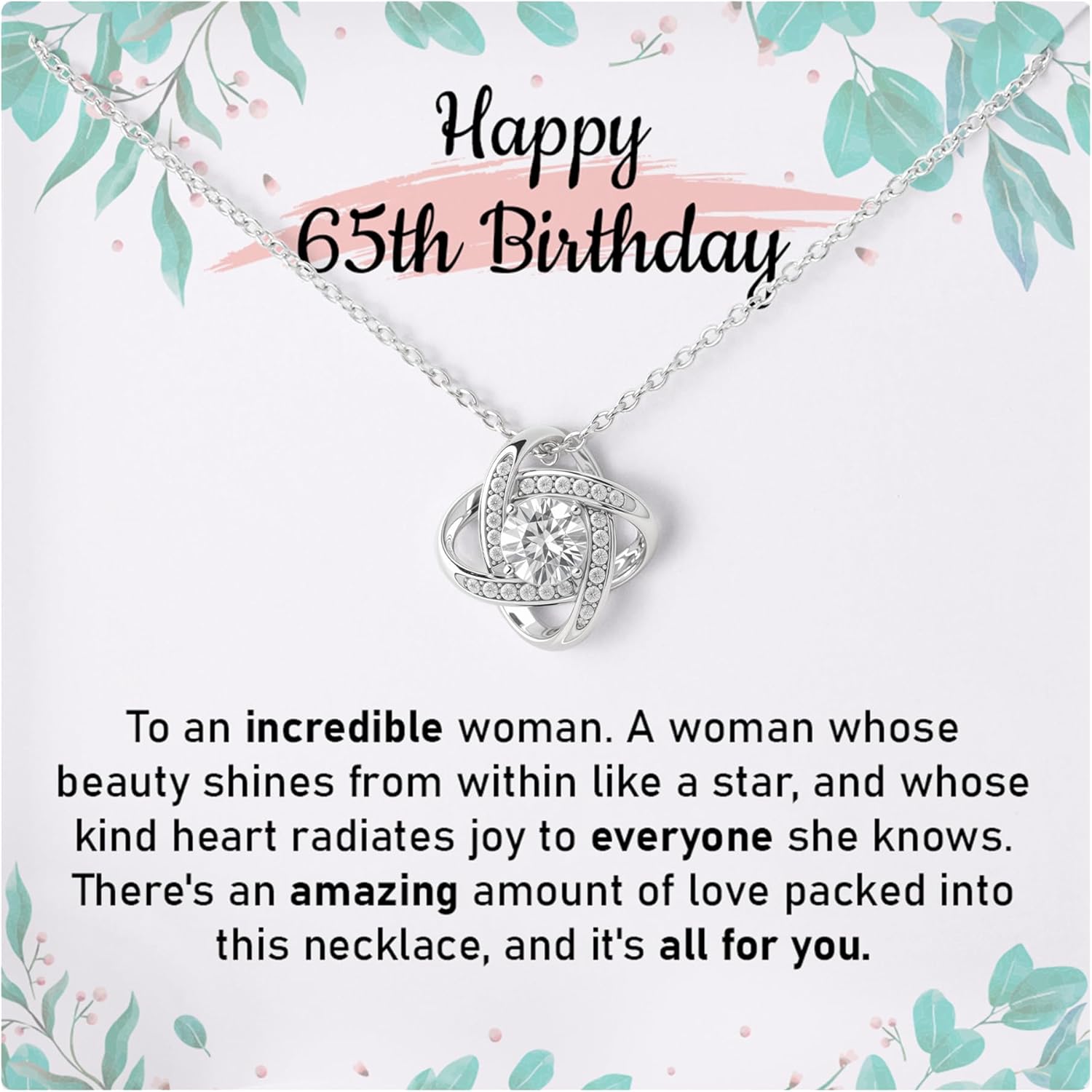 65th Birthday Necklace for Women - Elegant Jewelry Gift for Mom, Wife, Grandma, Sister, Daughter, Aunt, Best Friend - Milestone Birthday Keepsake