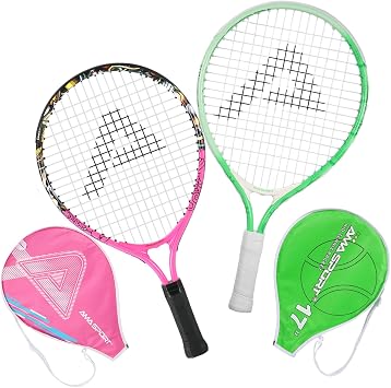 AMA SPORT 17" Graffiti Pink Kids Tennis Racket with 17" Green Kids Tennis Racket