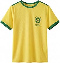 WDIRARA Boy's Jersey Shirts Number Graphic Tees Crew Neck Short Sleeve T Shirts Brazil Tops
