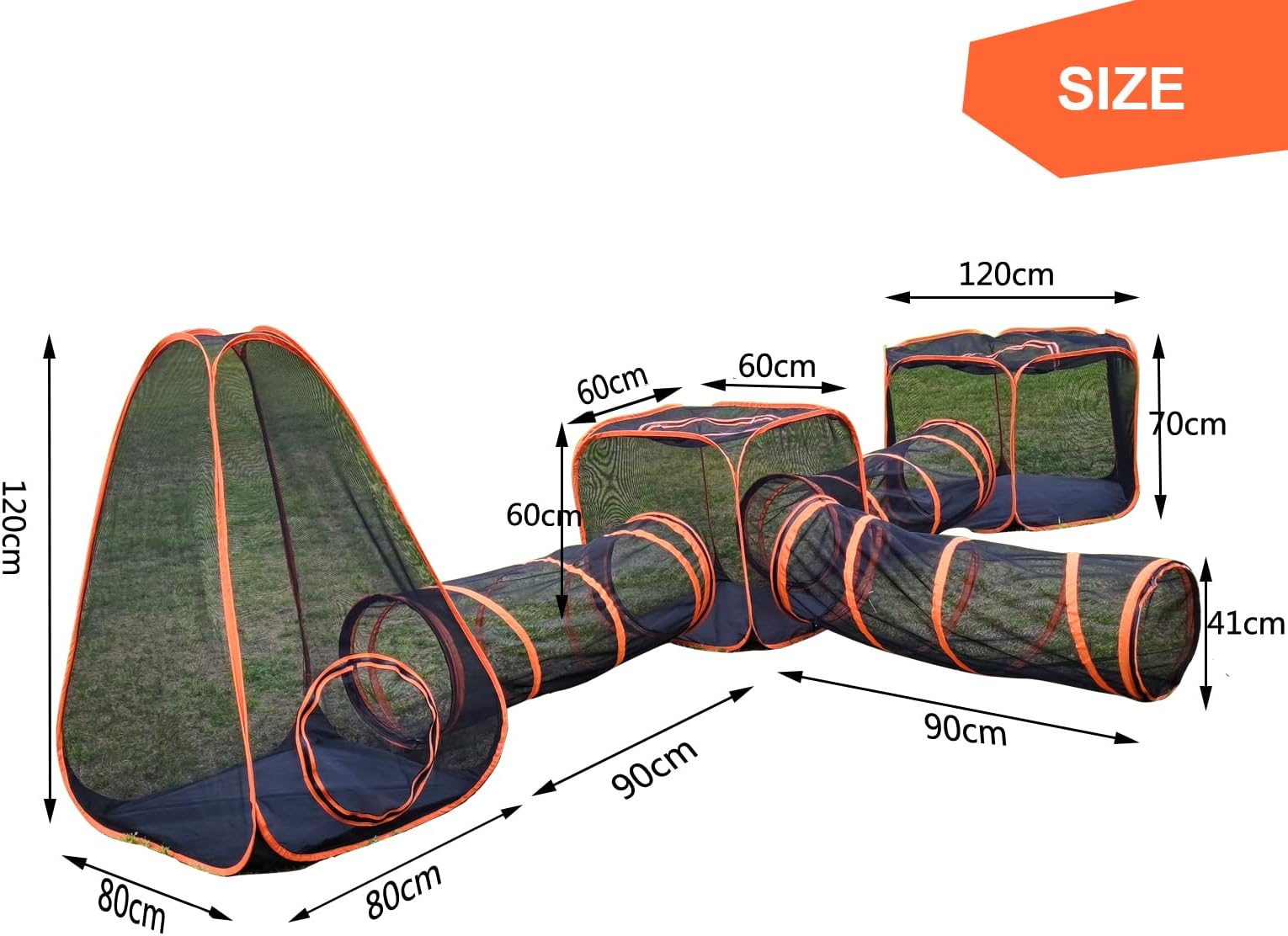 Gaorui 6 in 1 Pet Cat and Dog Tunnel Tent Foldable Pet Tent Outdoor Pop Up Pet Playpen Cage Fences House (Styles 1)