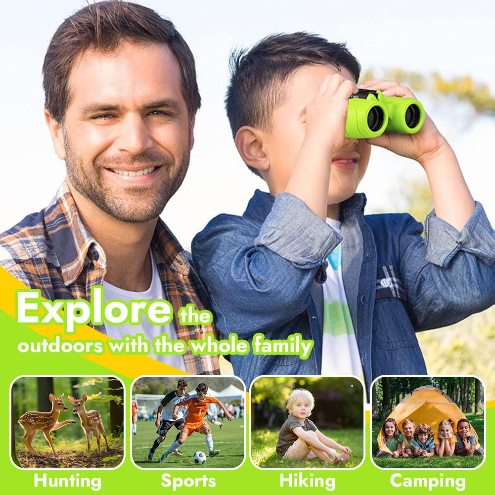Fernglas für Kinder, Kinder Geschenke für kleine Jungen und Mädchen, Starke Vergrößerung 8X21Fernglas, Fernglas mit Lupe & Kompass, Spielzeug für 3 – 12 Jahre (grün)