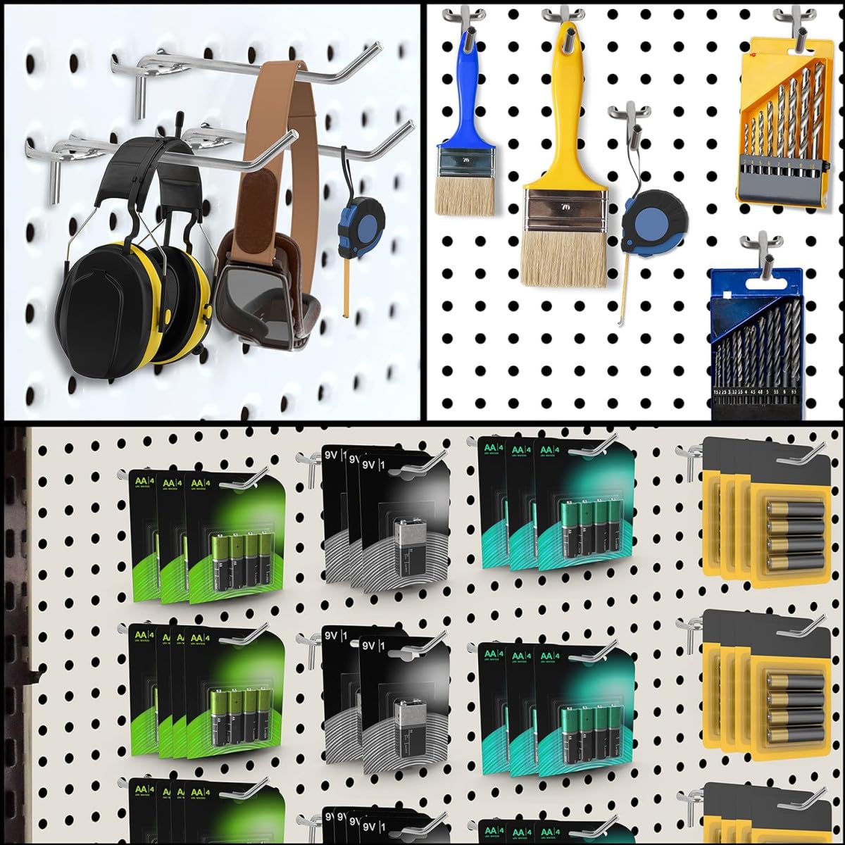 Ganci per Pannelli Forati, 50 Pezzi Ganci Pannello Forato 5cm 10cm in Metallo Lunghezza 10 cm e 5 cm Ganci per Pegboard per Negozi di Supermercati