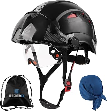 UM ULTRAMAXX Safety Helmet with Build-in Visor, Hard Hat with Vented Design, ANSI Z89.1 Certified, Ideal for Industrial and Construction