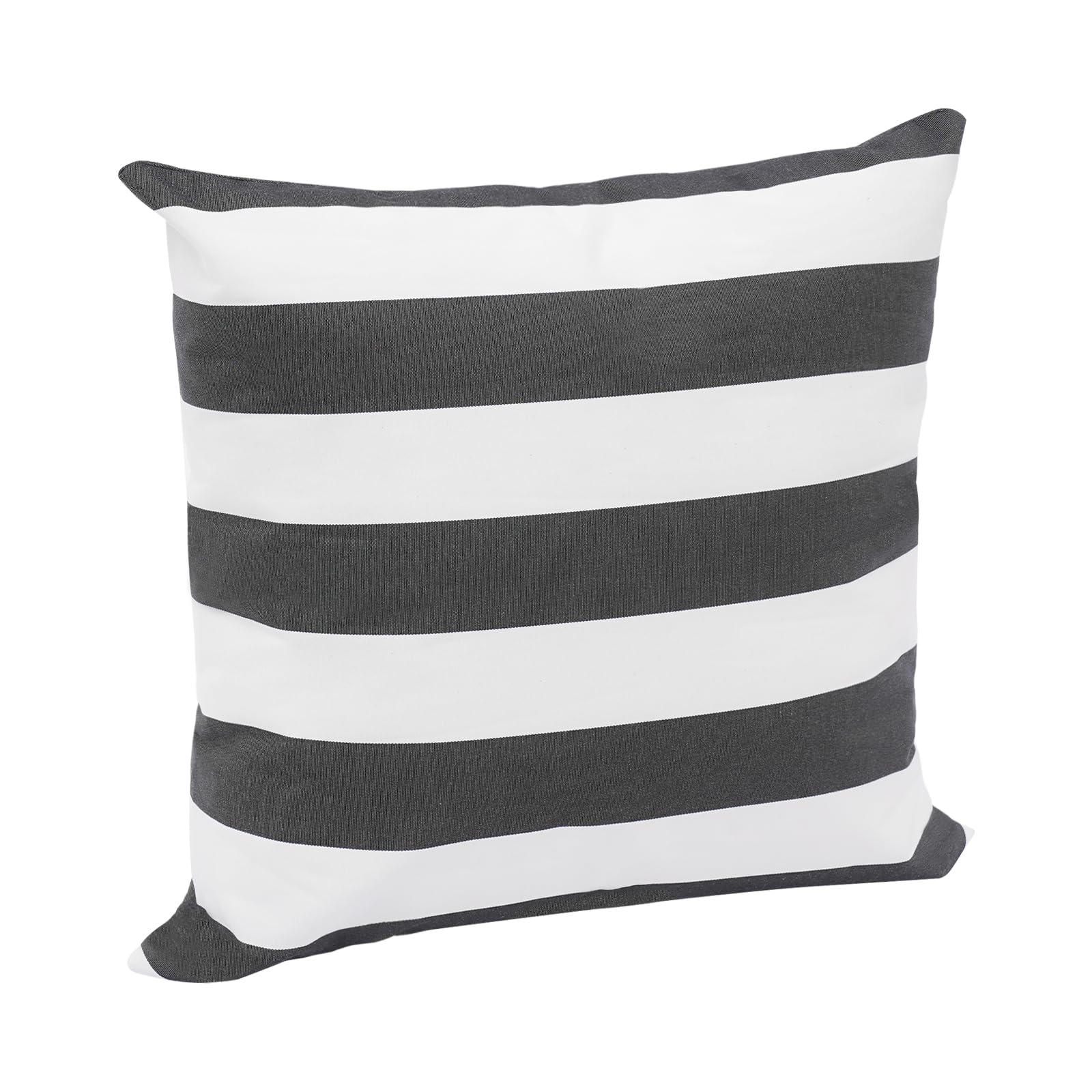 Coussin d’extérieur avec garnissage imperméable Sofakissen 45x45cm, motif rayé, fermeture éclair invisible pour jardin, balcon, canapé et plage (Noir, Blanc)