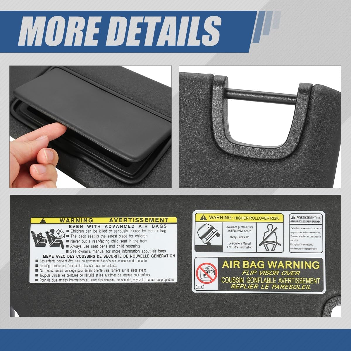 Auto Dynasty Sun Visor Compatible with 2007-2016 Jeep Wrangler, Driver Left Side, Black