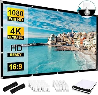 Frocopo 100 inch Projection Screens, Double Sided Washable Outdoor Projection Screen, 16:9 Foldable Anti-Crease Portable Projector Movies Screens for Camping Party, Home Theater, Office