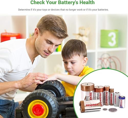 Miniatura 3 de Tenergy Probador de batería universal T-333, pantalla LCD, comprobador de celdas, comprobador de batería pequeña multiusos, para baterías AA, AAA,