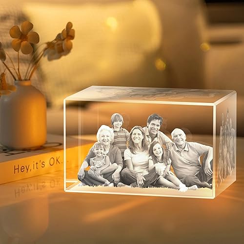 Miniatura 7 de Foto de cristal 3D, regalos de fotos personalizados para mujeres, esposa, hombres, mamá, padre, parejas, vidrio óptico grabado con láser