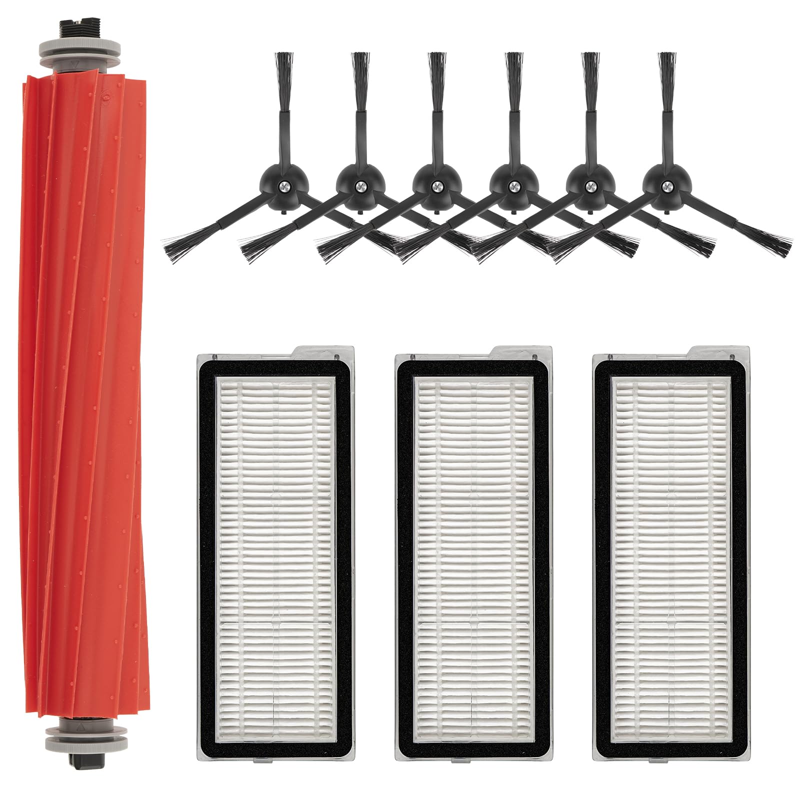 Photo 1 of (10 Pieces) Q Revo S Replacement Parts Accessories Kit for Roborock QRevo S, Q Revo Pro, Qrevo MaxV, QRevo Plus Robot Vacuum Cleaner, 1 Roller Brush, 3 Hepa Filters, 6 Side Brushes, Black