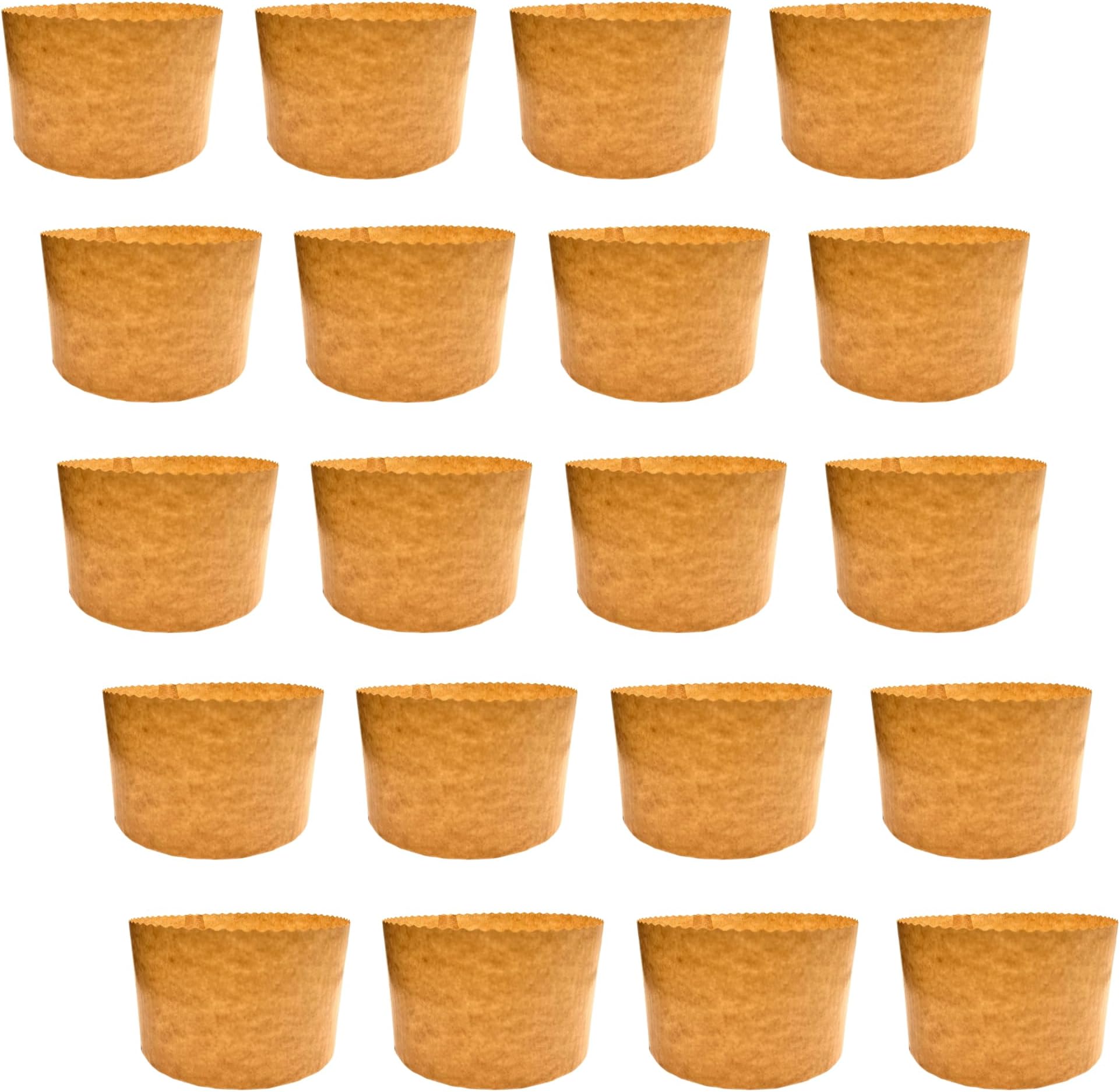 Tall Panettone Mould, 1 kg, 20 Pcs, Professional Panettone Paper Moulds Made of Pure High Density Cellulose, Calendered, Panettone Baking Moulds, Heat Resistant to 200 °C