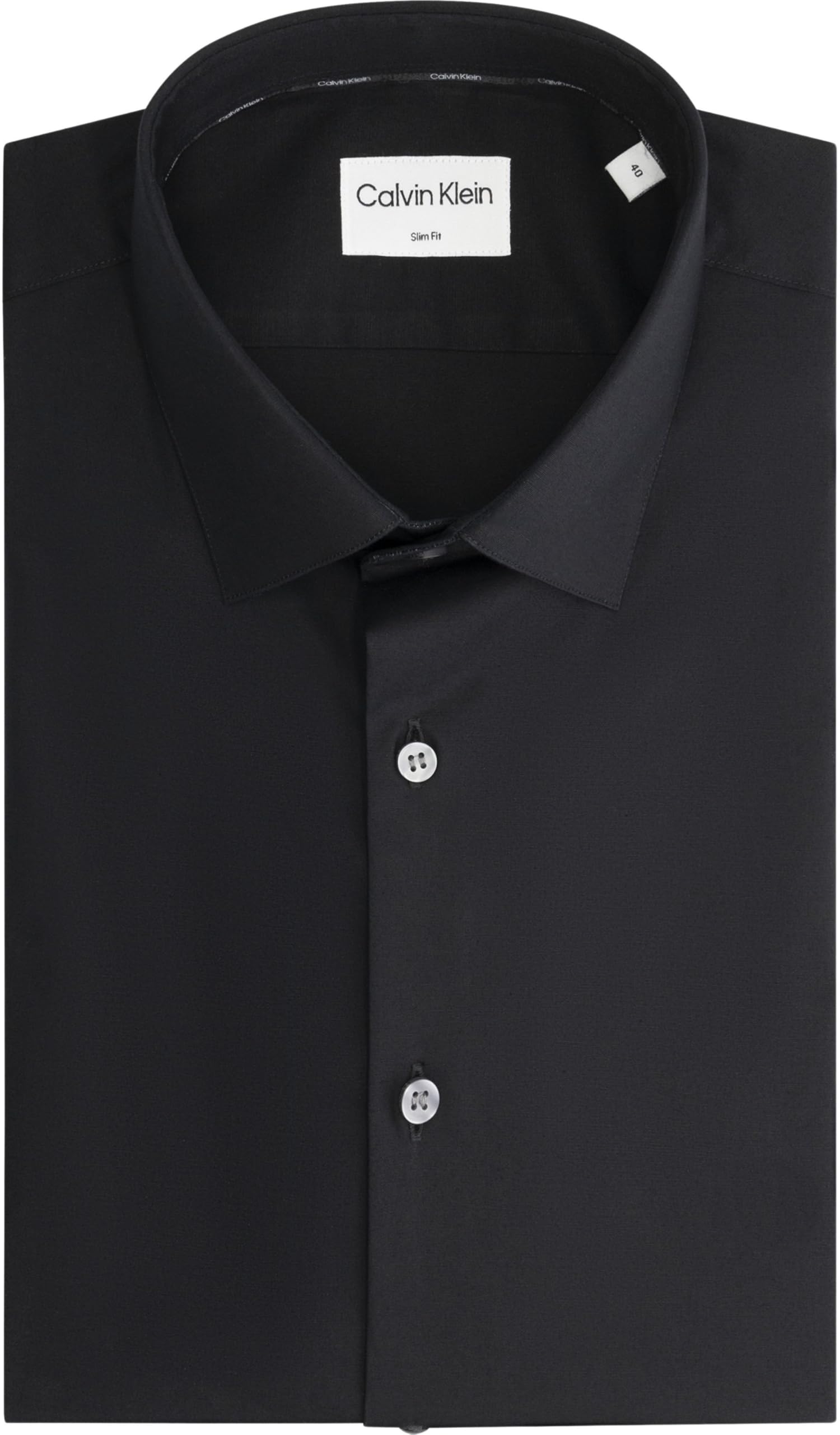Calvin Klein Męskie Slim ESNTL POPLIN NOS STR SLD Koszule Sukienkowe, Czarne (Czarne), L