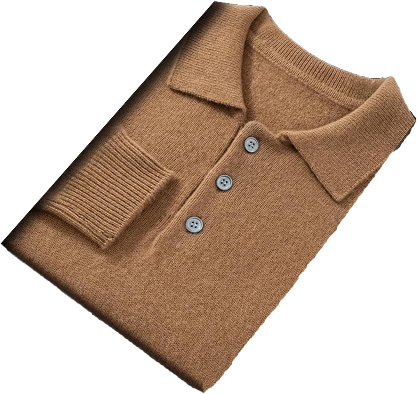 Alloaone Men's Polos Cashmere Pullover Sweater Fall Winter Solid Business Casual Knitwear Loose Shirt