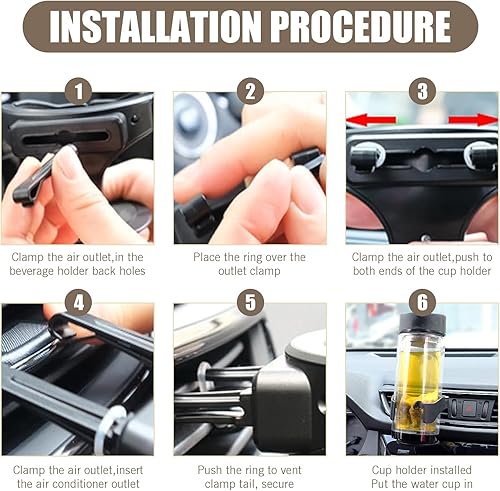Miniatura 4 de Eratus 1 soporte para taza de ventilación de aire acondicionado de automóvil de 3.74 x 3.14 pulgadas, con hoja horizontal, soporte de carga ABS,