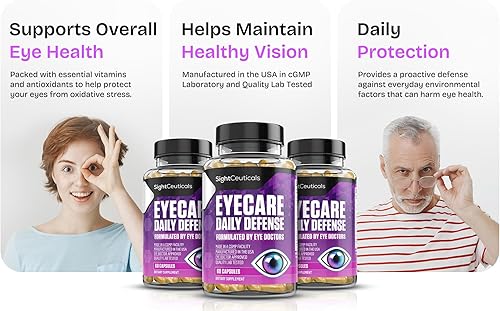 Miniatura 3 de Eyecare Daily Defense Eye Vitamin Doctor formulado con luteína, zeaxantina, astaxantina, fabricado en los Estados Unidos, sin lácteos y soja, sin