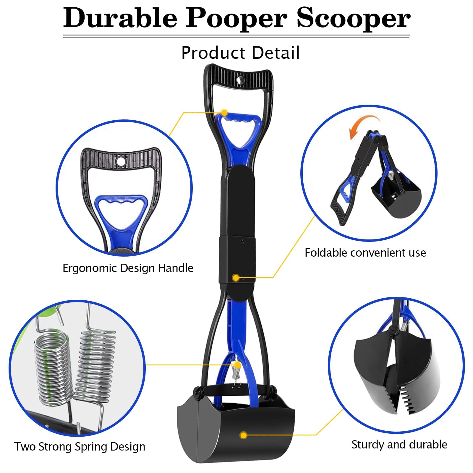 Recogedor Caca Perros 45cm Recoge Cacas de Perros con Dog Poop Bags Recogedor de Cacas de Perros con Porta Bolsas Caca Perro Accesorios para Perros Mango Largo Recogedor Basura