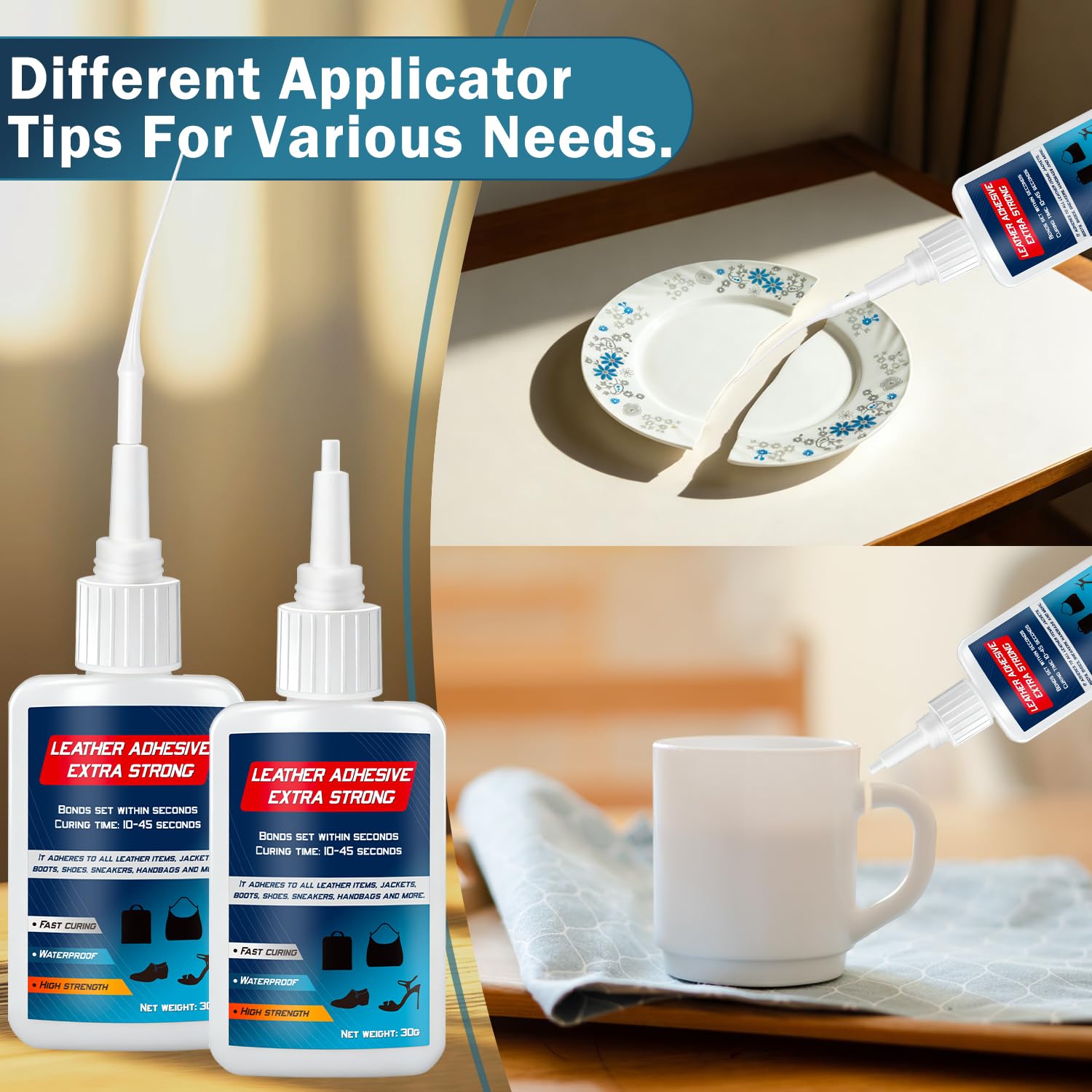 Colla Super - Professionale Super Glue con Testa Antiessiccazione, Trasparente Extra Forte Colla per Plastica, Metallo, Legno, Vetro, 30g - 4