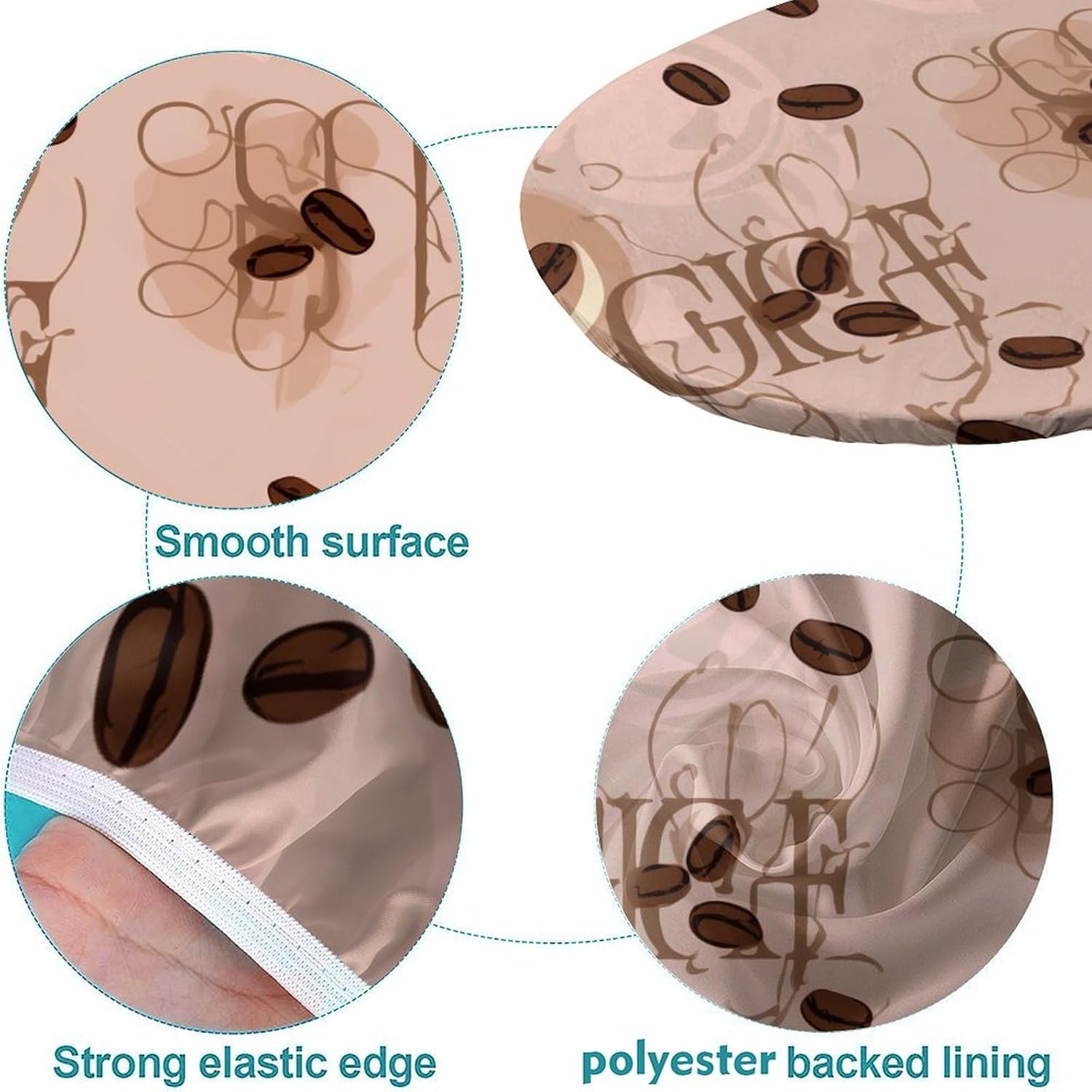 Coffee Bean Print Oval Tablecloth Leakproof & Sturdy Washable Large Oval Tablecloth Table Cloth Oval Table for Kitchen and Dining Room Fits for 48" x 68" Oval Table