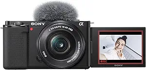 Sony Alpha ZV-E10 - APS-C Interchangeable Lens Mirrorless Vlog Camera Kit - Black