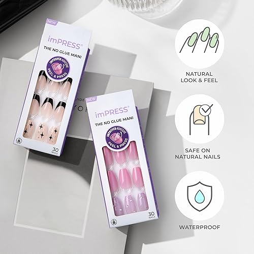 Miniatura 4 de Manicura a presión KISS imPRESS, kit de uñas a presión con tecnología PureFit, incluye almohadilla de preparación, mini lima y barra para cutícula,