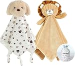 CREVENT Cozy Plush Baby Security Blanket Loveys for Baby Girls Boys, Stuffed Animal Ring Rattle Shaker Toy for Newborns (Bunny)