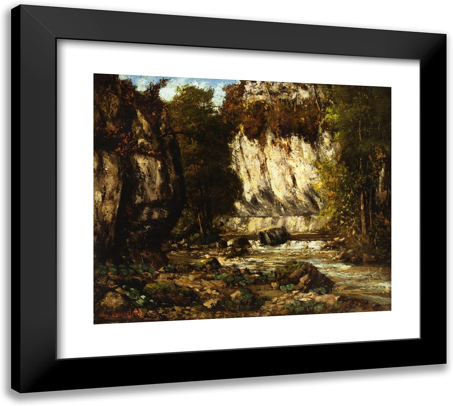 ArtDirect Courbet, Gustave 22x20 Gold Ornate Framed Art Print with Double Matting Titled: River l
