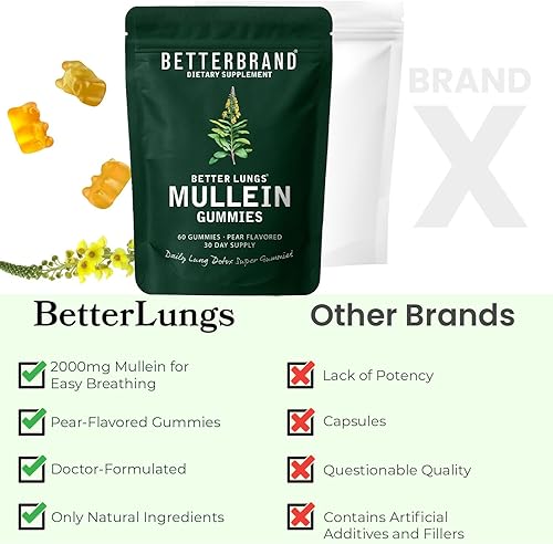 Miniatura 6 de Betterbrand BetterLungs - Gomitas de musgo marino de 1600 mg de musgo marino irlandés orgánico para pulmón y sistema inmunológico, 1000 mg de vejiga