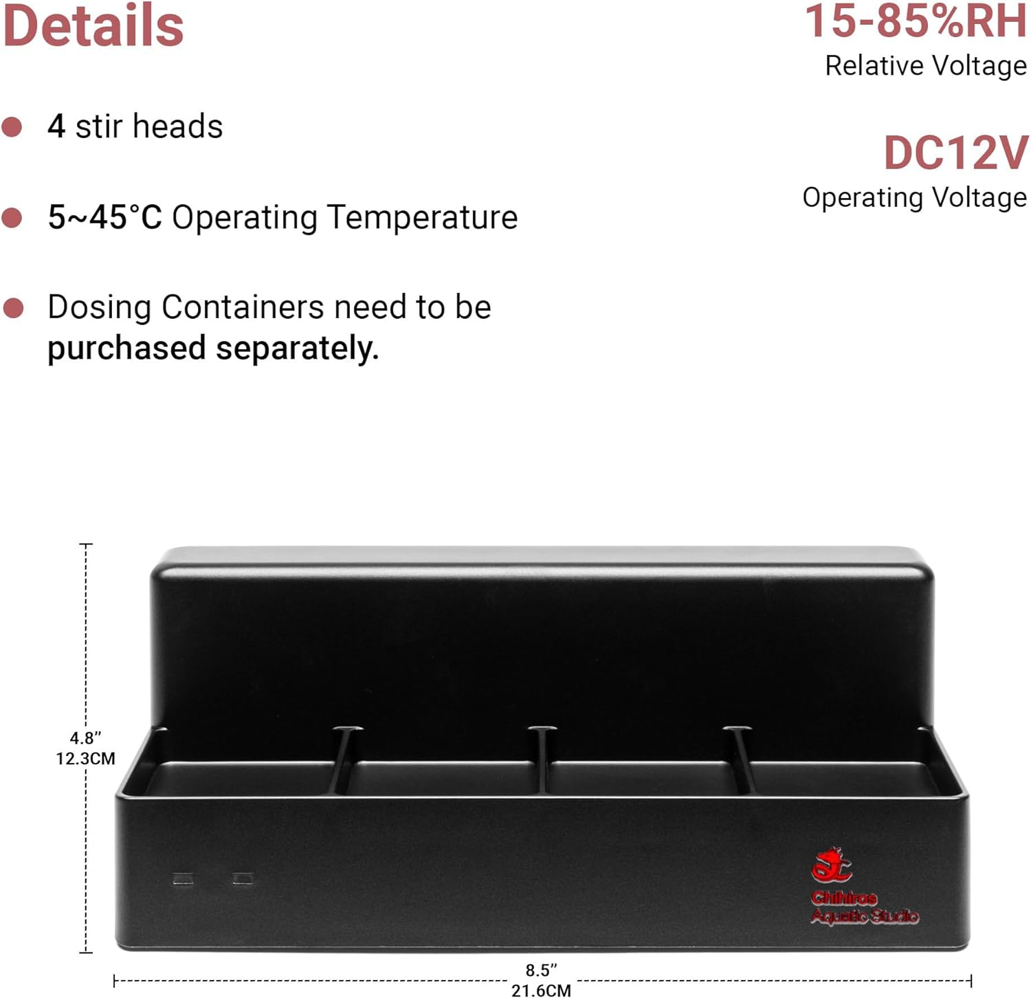 Chihiros Dosing Magnetic Stirrers - App Controlled Aquarium Dosing System Nutrient Stirrer Base for Freshwater and Saltwater Aquariums, Precision Dosing for Fish Tanks - Black