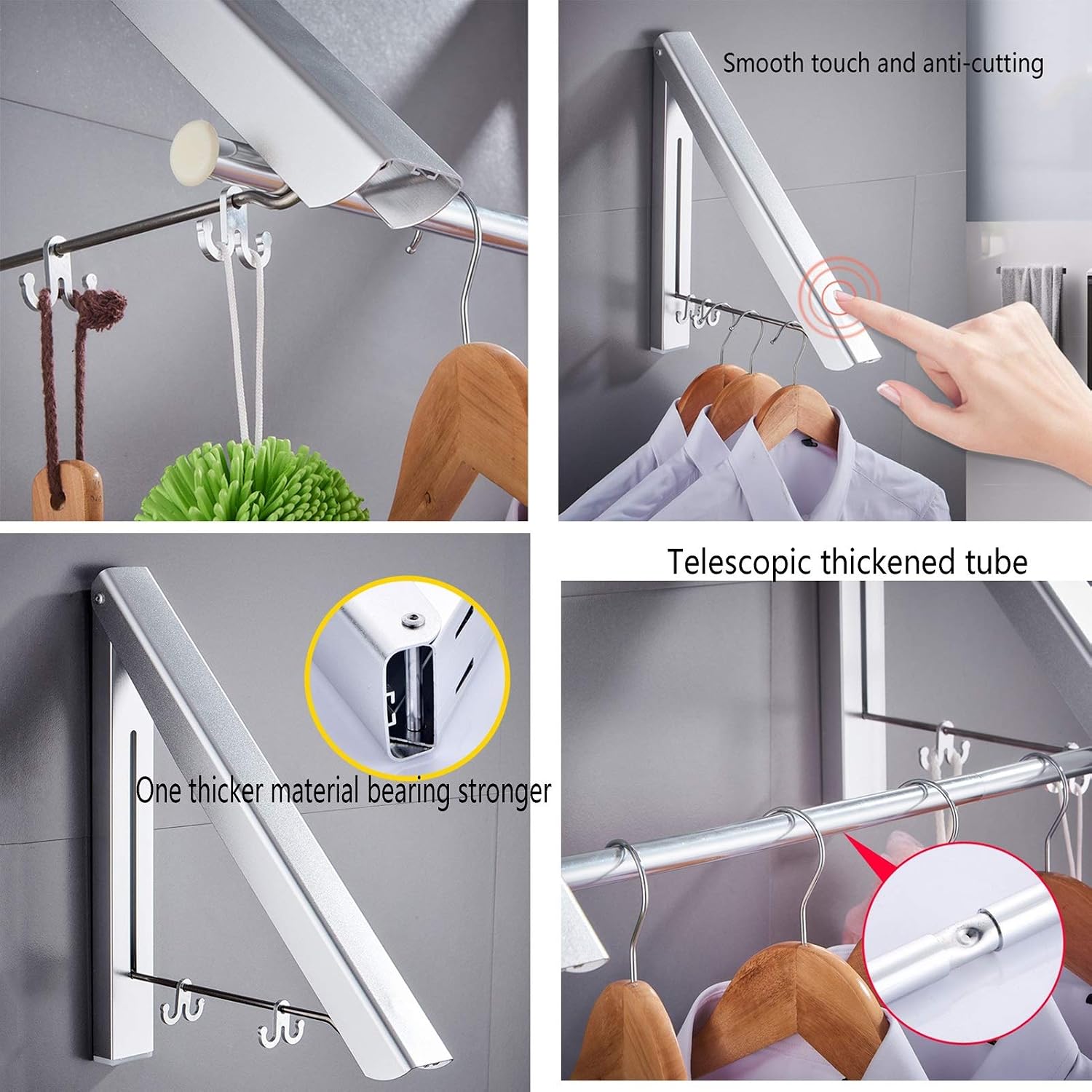 Clothes Drying Rack Indoor/Outdoor Wall Mounted Folding Aluminum Folding Clothes Hanger Hanging On Bathroom Bedroom Balcony and Laundry (Size : 120x30x32.5cm)