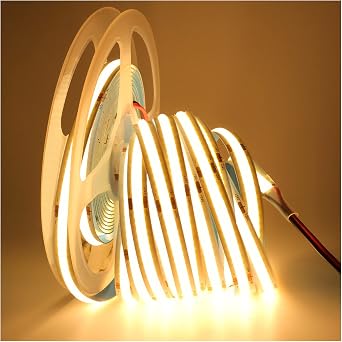 LED Strip Lights 24V, Band COB Warm White 3000K 16.4ft 320 LEDs/M Total 1600 LEDs Flexible Neon Light Strips for Party, Counter, Shelf, Home Decor