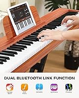Vista 6 de Fesley Teclado de piano ponderado de 88 teclas Piano de teclado eléctrico de tamaño completo para principiantes, teclado portátil de 88 teclas