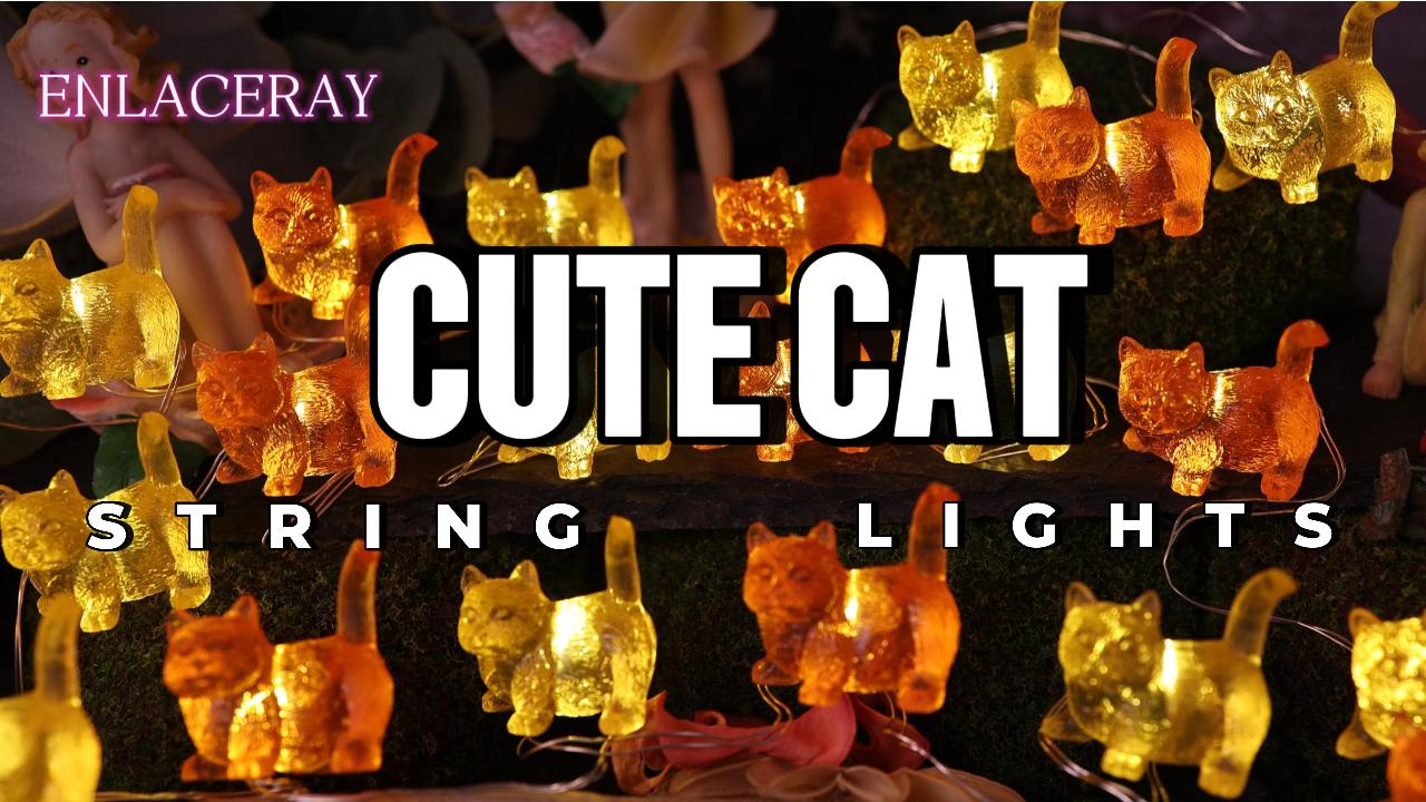 Solar Cat String Lights - Christmas Thanksgiving Holiday Decor