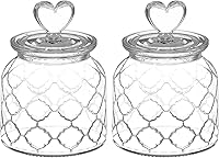 Vista 1 de Recipiente de vidrio transparente de 22 onzas con bonitas tapas en forma de corazón, tarros de vidrio para almacenamiento de alimentos con tapas