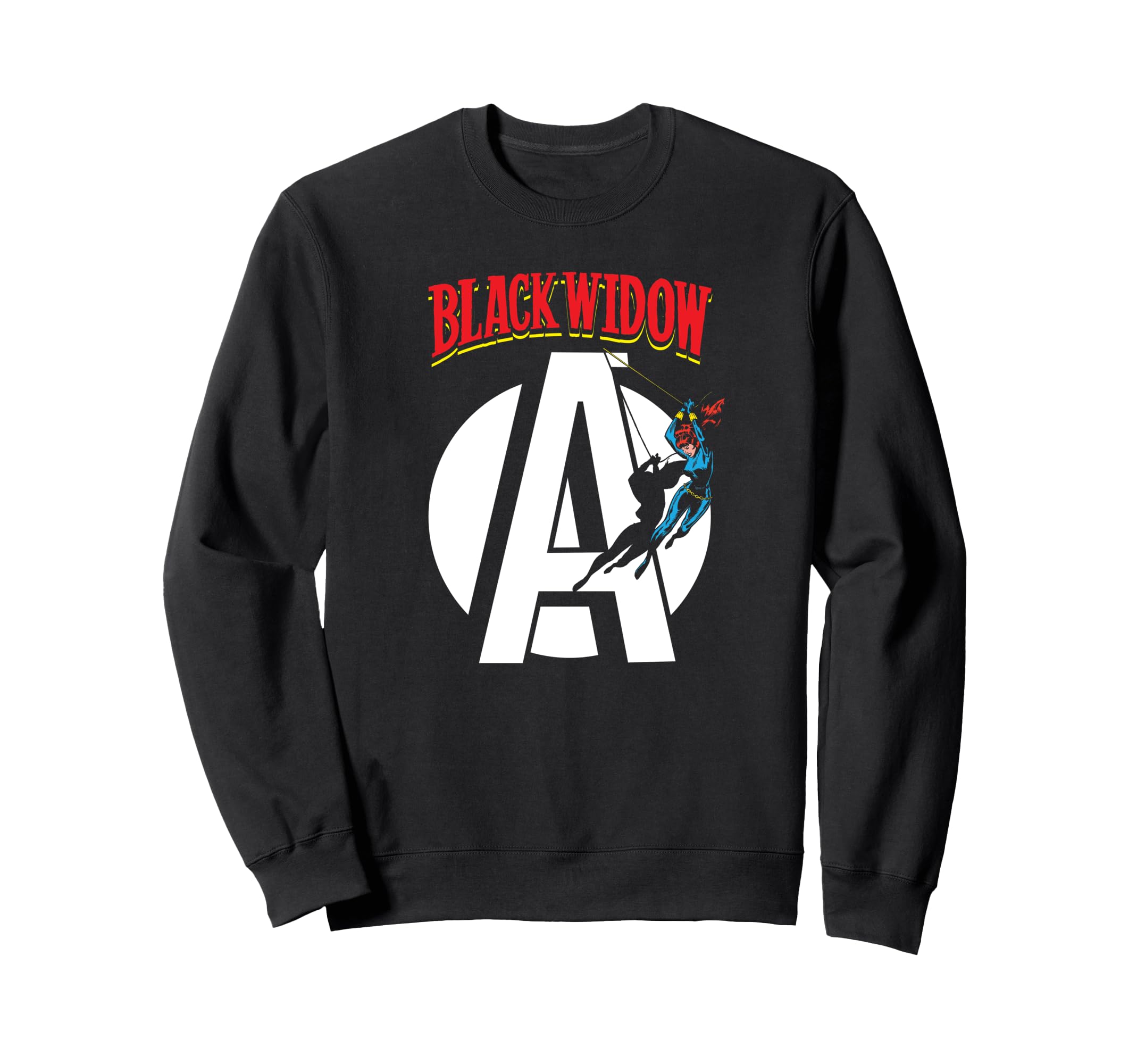 Sweat Marvel Avengers Black Widow imprimé vintage pull rétro noir