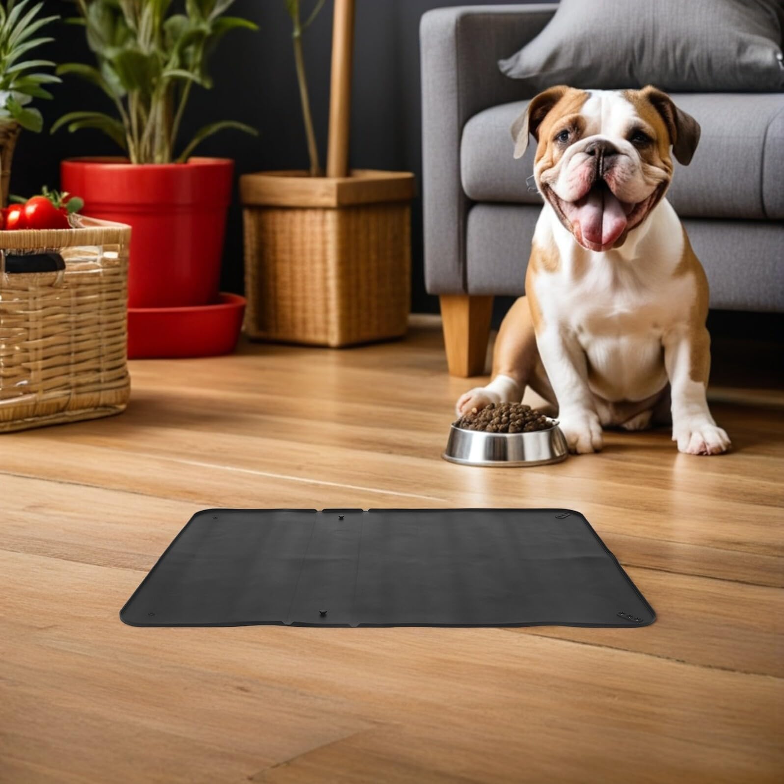 Mobestech Supporto per Traversine Cuccioli in Silicone con Ventosa Antiscivolo, Tappetino Igienico Nero Compatto e Facile da Lavare per Aree Animali Domestici