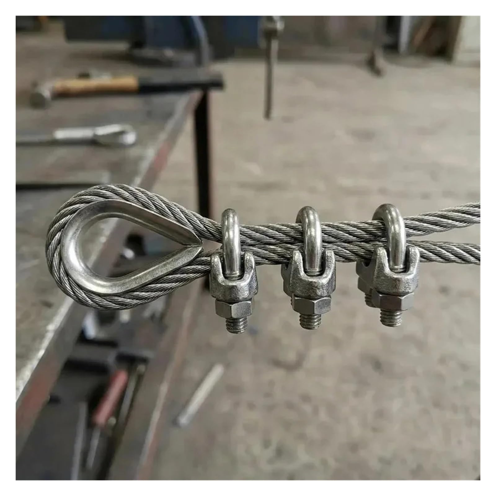 100PCS Stainless Steel Cable Wire Rope Clamp Thimbles Pour Câbles