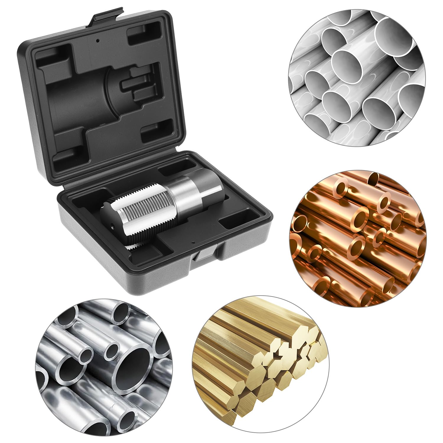 QWORK 1-1/2"-11-1/2" NPT Pipe Tap, Carbon Steel Threading Plumbing Tap for Plumbers Mechanics DIY Thread Cutting Tools