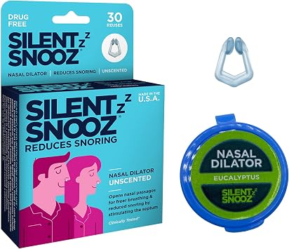 Silent Snooz Nasal Dilator Anti Snore Device | Made in USA - Reusable Unscented Nose Vent 30 Uses