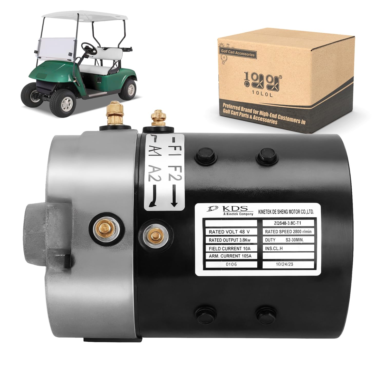 10L0L 612624, 624105, DL9-4006 Golf Cart EZGO Advanced Electric Motor for 2010-Up 48 Volt EZGO TXT Freedom, 3.8KW 2800 RPM Stock Replacement Motor